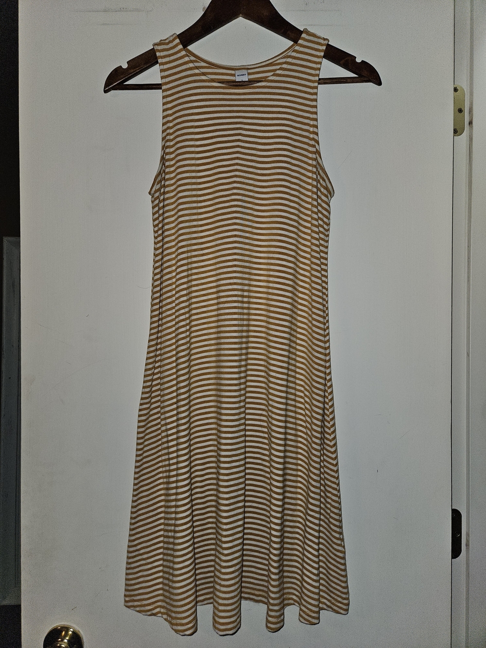 Old Navy Sleeveless Striped Midi Dress in Mustard and White